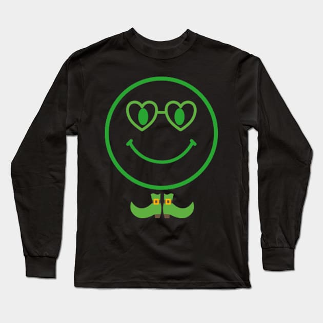 st patricks day emoji face Long Sleeve T-Shirt by soft and timeless